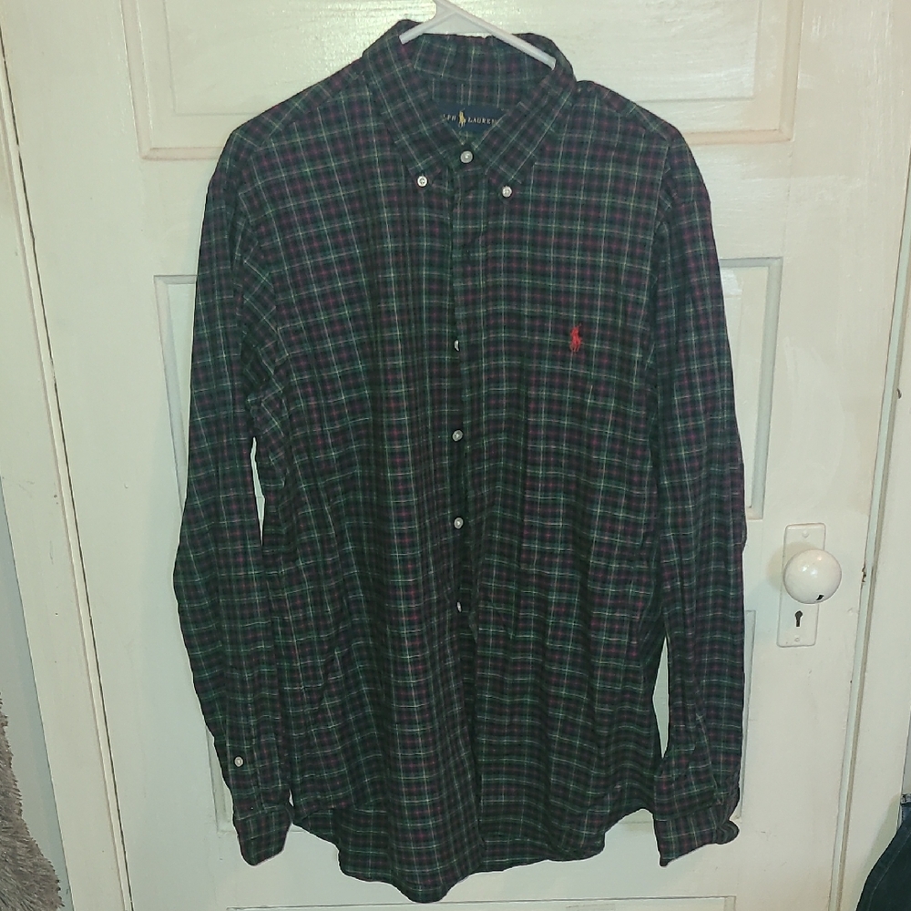 Polo by Ralph Lauren Men's Checkered Shirt - Green and Navy